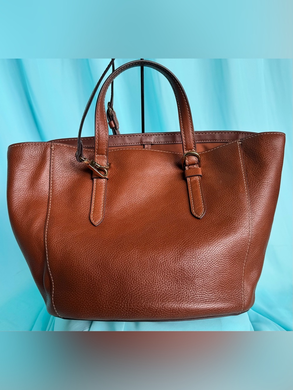 Fossil Brown Leather Large Shoulder Handbag Purse - Picture 2 of 8
